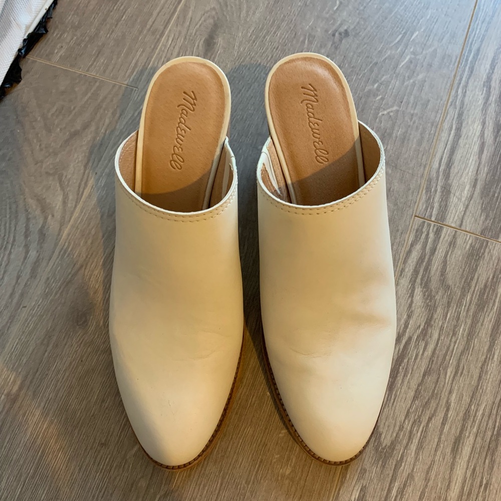 Madewell White Harper mules